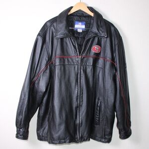 VTG Reebok SAN FRANCISCO 49ERS Men's 2XL Varsity Bomber Jacket Leather Football